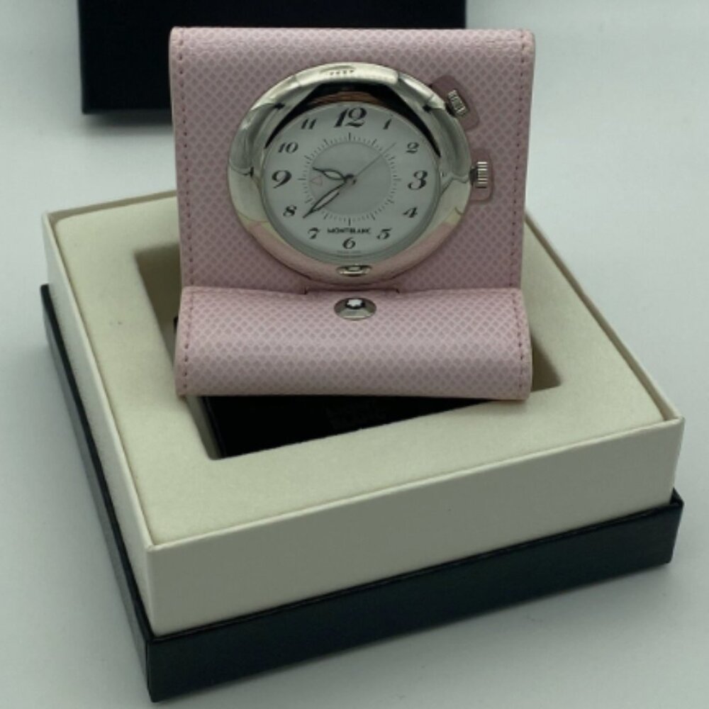 Montblanc Bohème Swiss Travel Alarm Clock – Pink Leather (Ident: 36987)